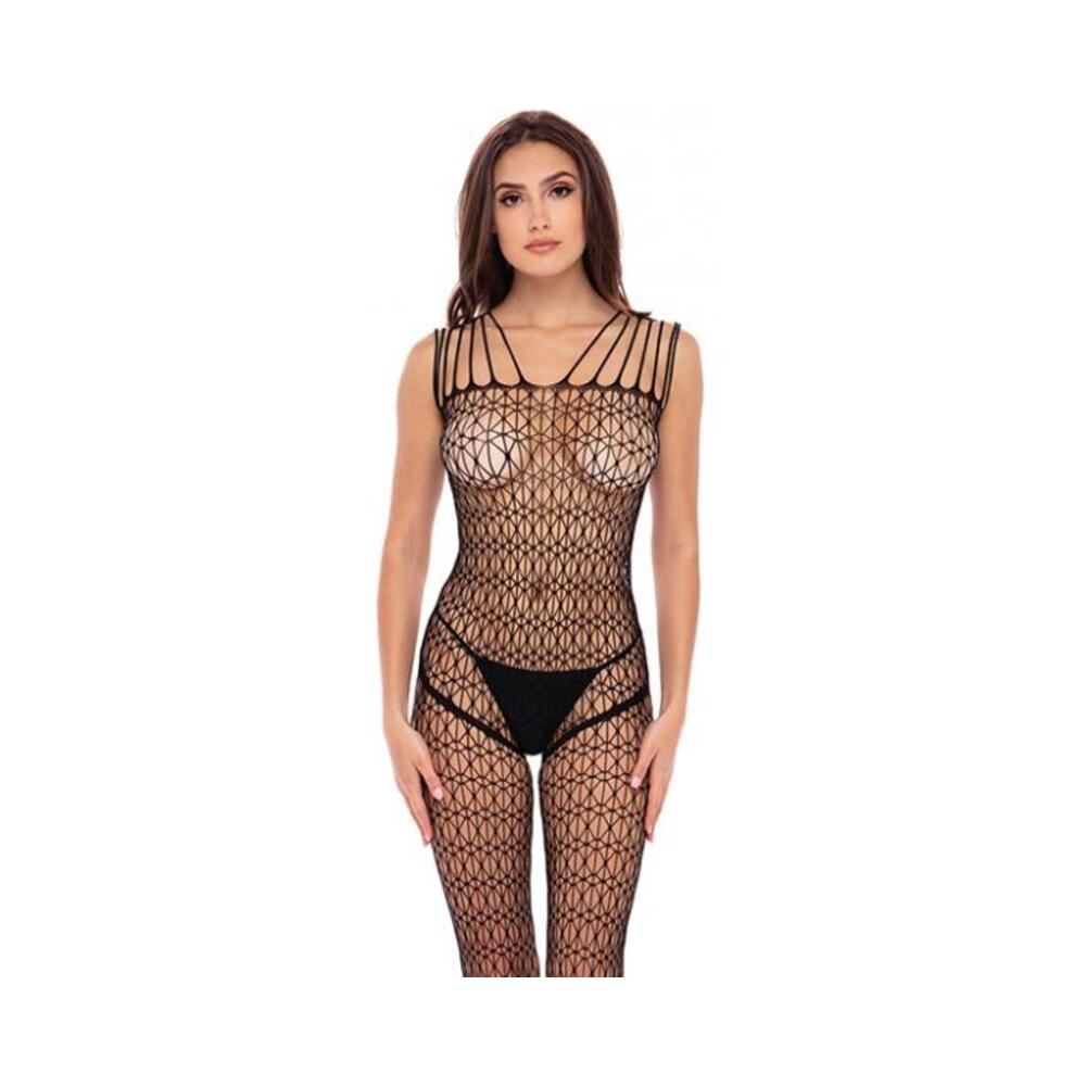 Rene Rofe Neo Geo Crotchless Bodystocking Black O/s