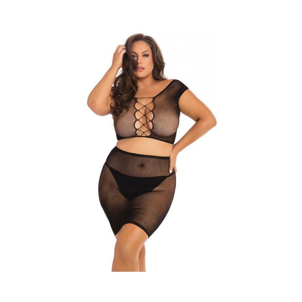 Rene Rofe Black Story Skirt Set Black 1x-3x