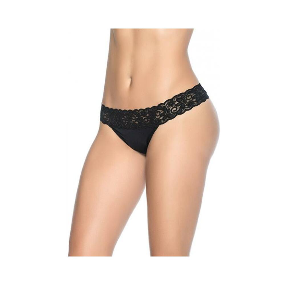 Lace Trim Thong Black Xl
