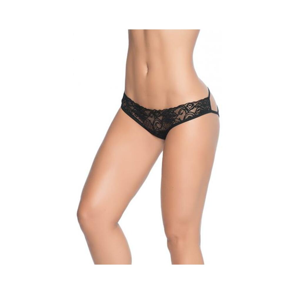 Lace Panty W/back Cage Black Lg