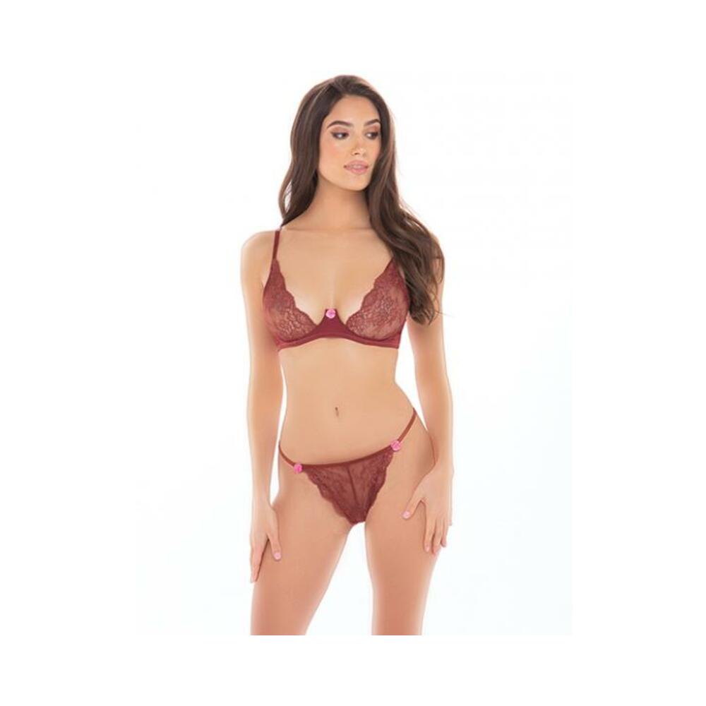 Rene Rofe Staying In Bra Top & Thong Burgundy S/m