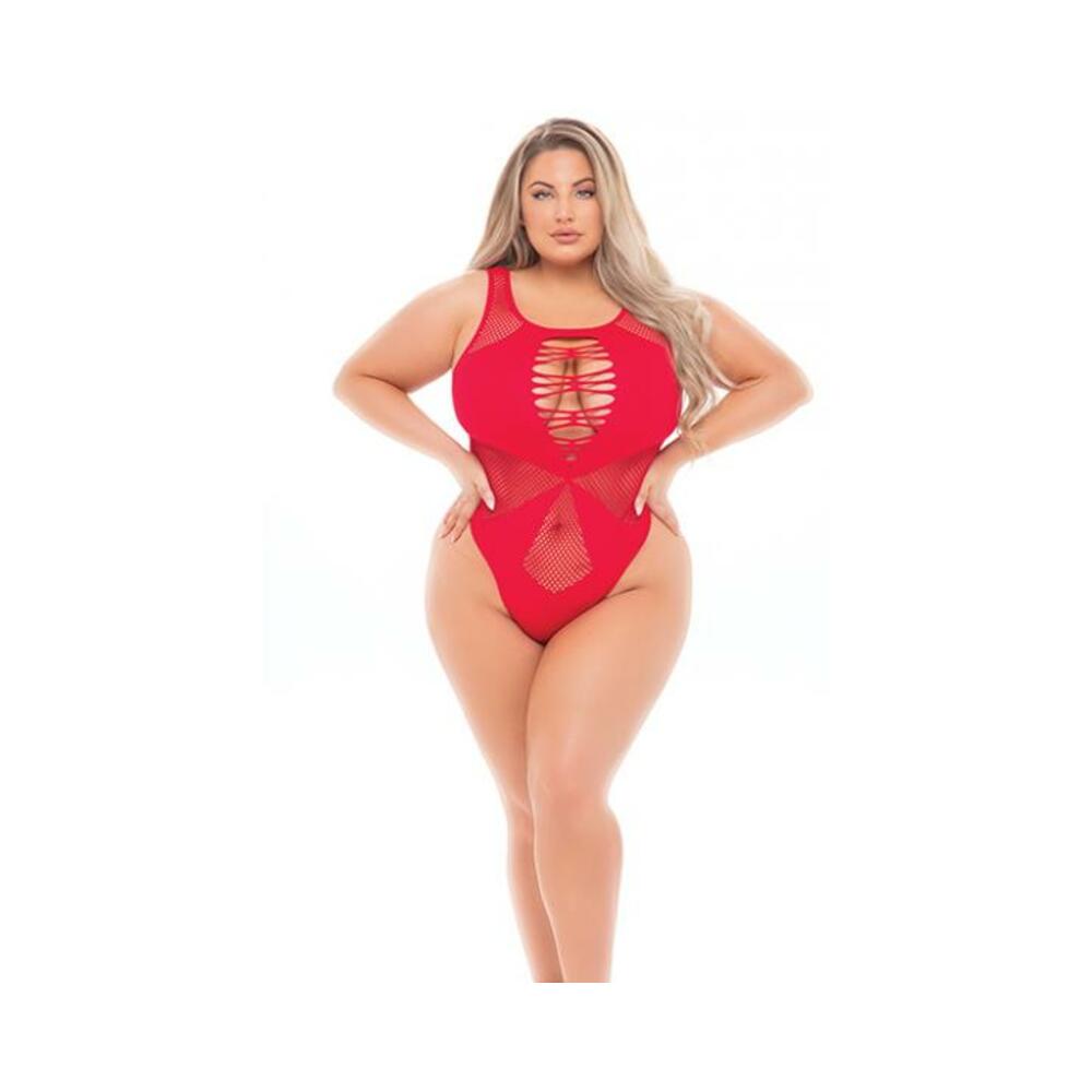 Pink Lipstick Highneck Bodysuit (fits Up To 3x) Red Qn