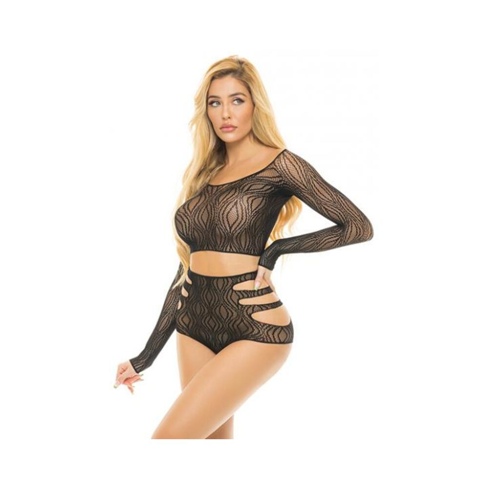Pink Lipstick Back Me Up Top & High Waist Panty Black O/s