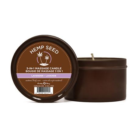 Earthly Body Suntouched Hemp Candle - 6 oz Round Tin Lavender