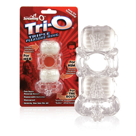 The Tri-O Triple Pleasure Ring - 6 Count Box - Assorted Colors