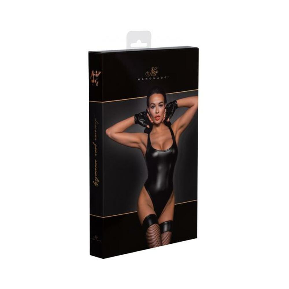 Noir Handmade Powerwetlook Bodysuit With High-cut Bottom Hem S