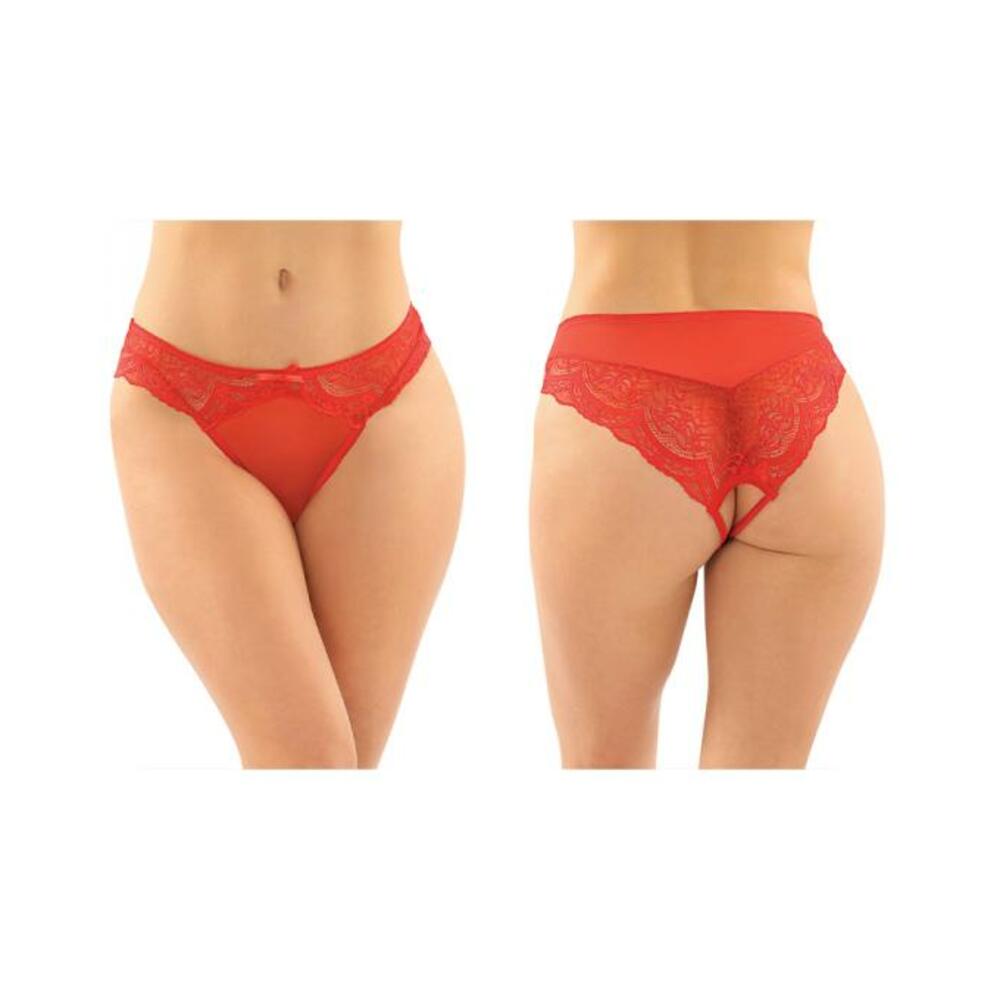 Cassia Crotchless Lace And Mesh Panty 6-pack L/xl Red