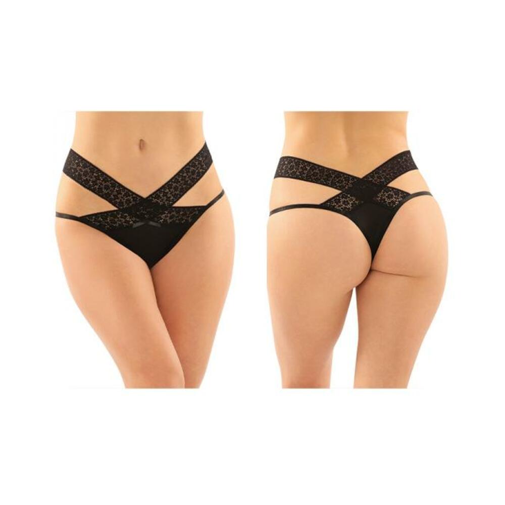 Daphne Microfiber Brazilian-cut Panty With Criss-cross Lace Waistband 6-pack S/m Black