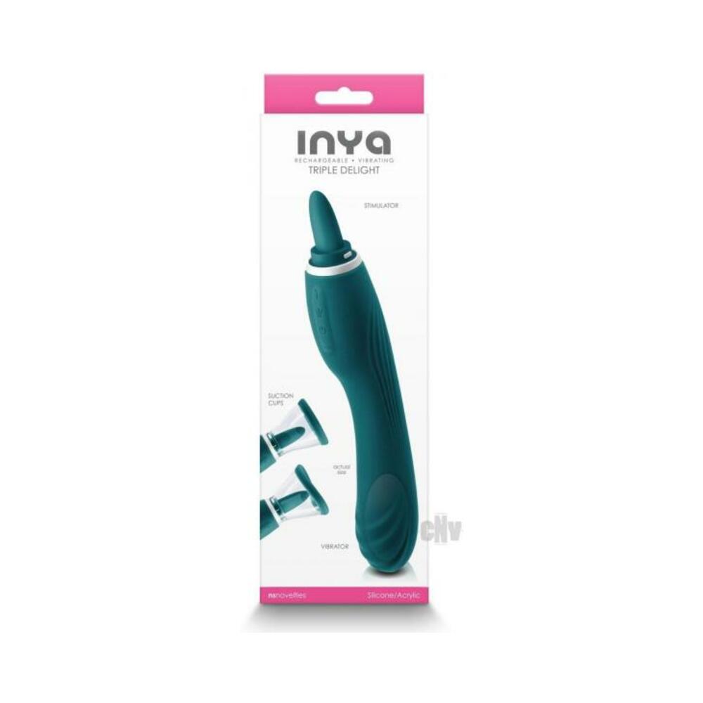 Inya Triple Delight Licking And Suction Vibrator Dark Teal