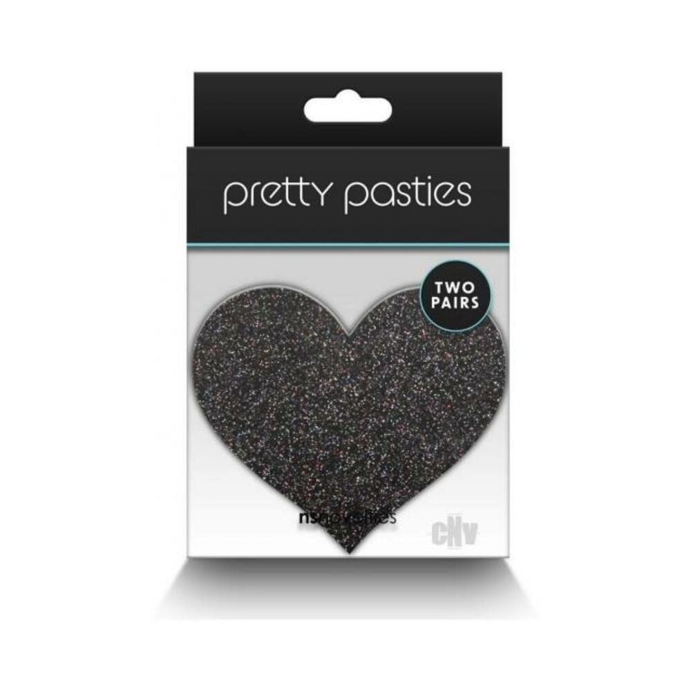 Pretty Pasties Glitter Hearts Black/gold 2 Pair