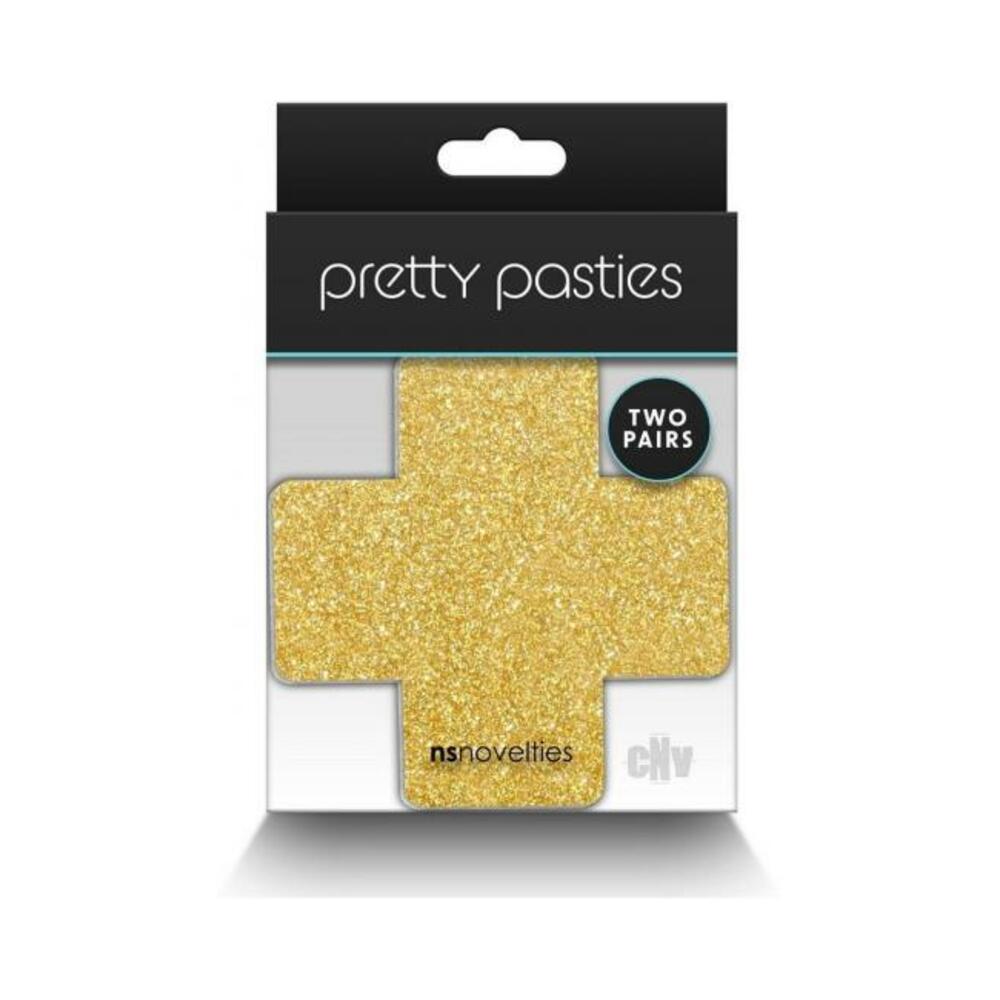 Pretty Pasties Glitter Cross Black/gold 2 Pair
