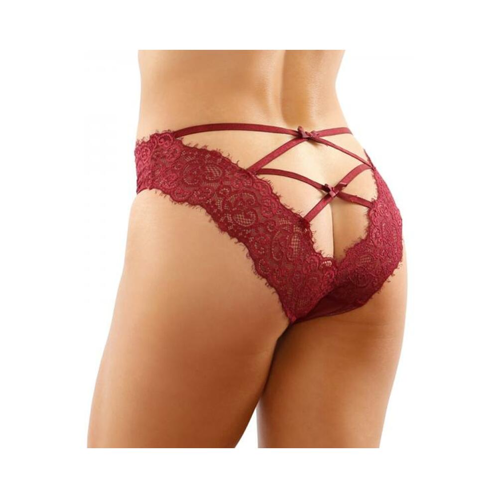 Ivy Lace Bikini Panty With Lattice Cut-out Back Garnet S/m