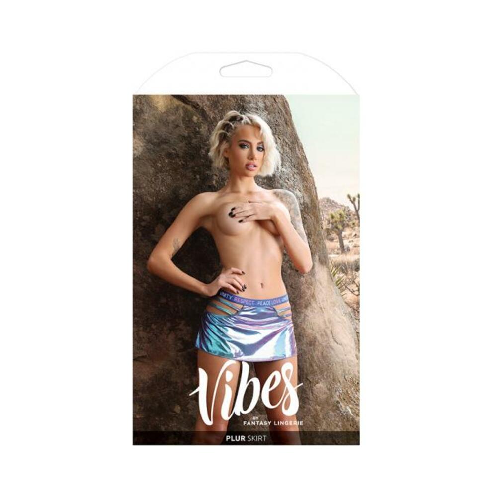 Fantasy Lingerie Vibes Plur Holographic Cut Out Skirt Separate Aqua Holo L/xl