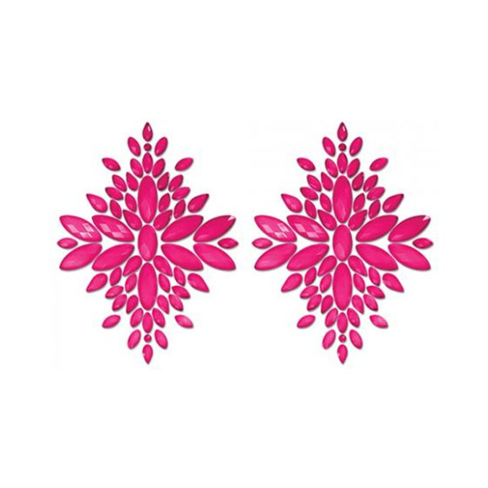 Fantasy Lingerie Glow-in-the-dark Crystal 1 Pair Jeweled Pasties Neon Pink O/s