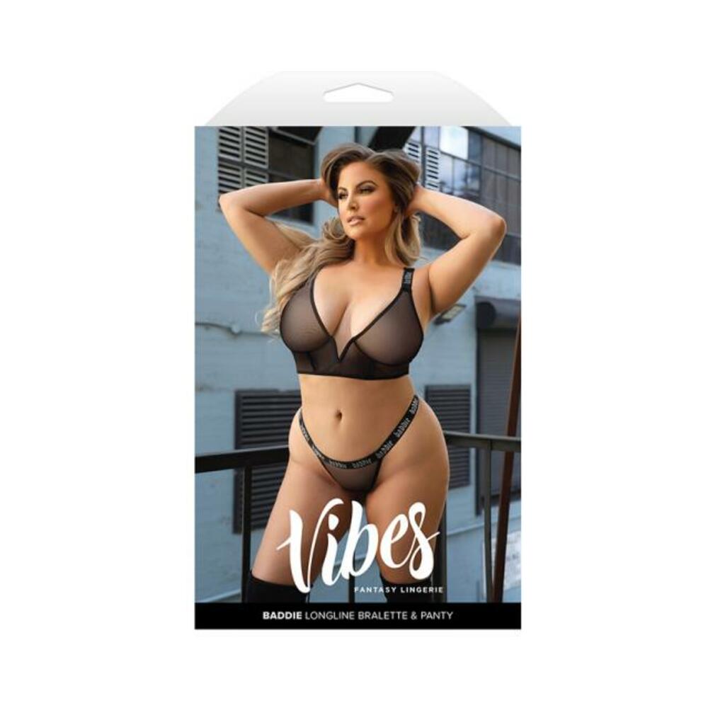 Fantasy Lingerie Vibes Baddie Longline Mesh Bralette & Panty Queen Size