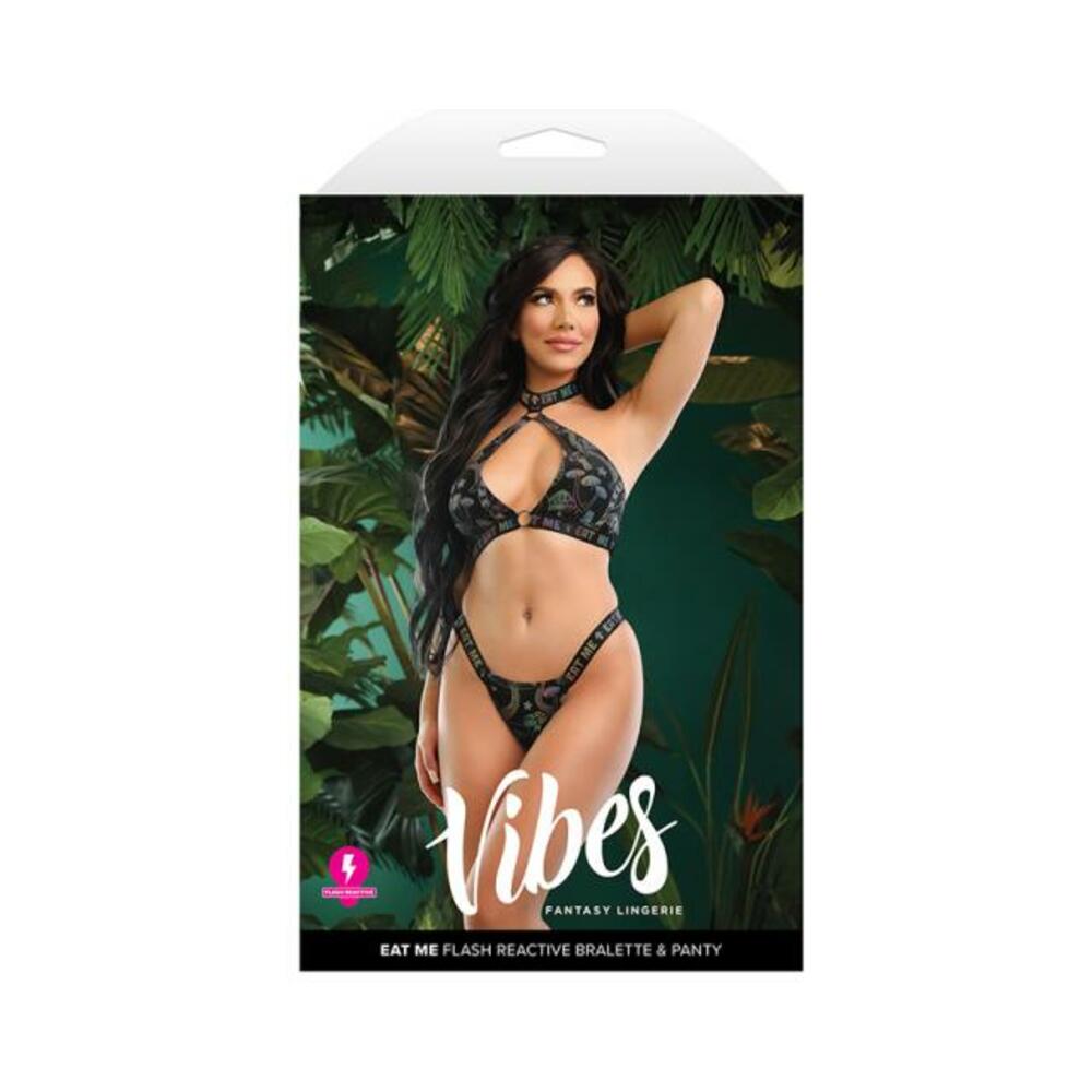 Fantasy Lingerie Vibes Eat Me Flash Reactive Mushroom-print Halter & Panty M/l