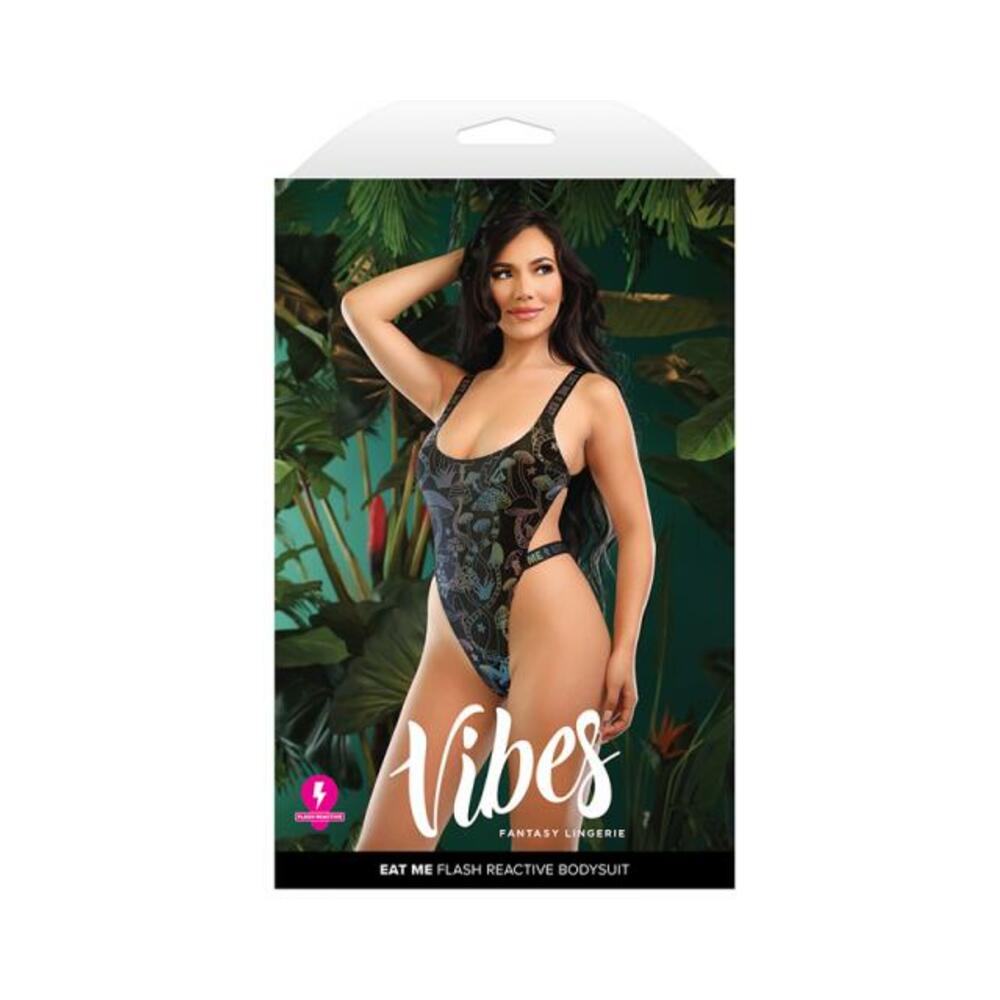 Fantasy Lingerie Vibes Eat Me Flash Reactive Mushroom-print Bodysuit L/xl