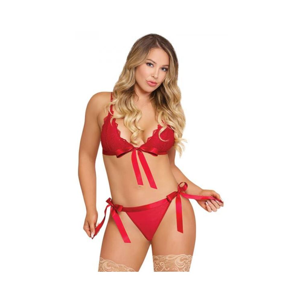 Magic Silk Sugar & Spice Ribbon-tie Bra & Panty Set Red Queen