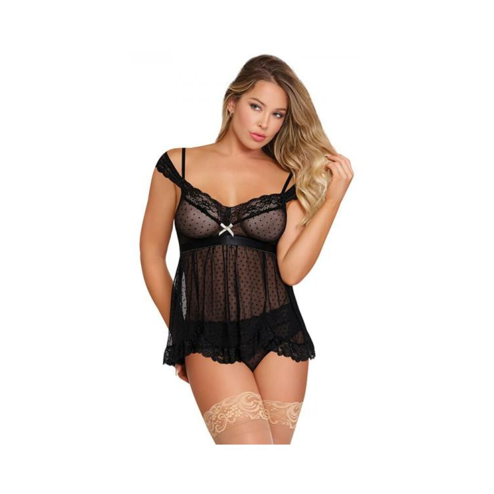 Magic Silk Passion Point Babydoll & Panty Set Black Queen