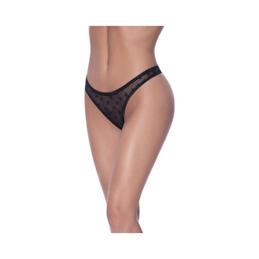 Magic Silk Love Star High Leg High Waist Micro Tanga Black S/m