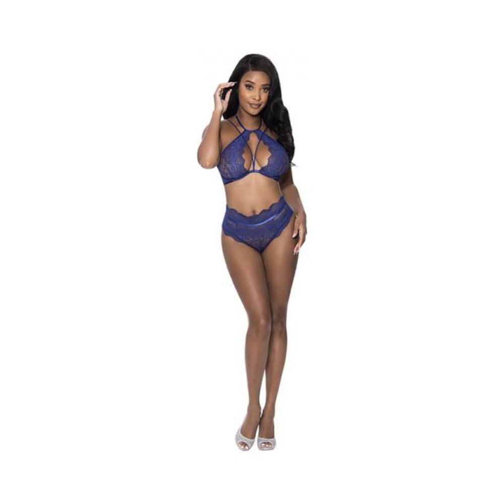 Magic Silk Berrylicious Halter & Lace Up Panty Set Blueberry S/m