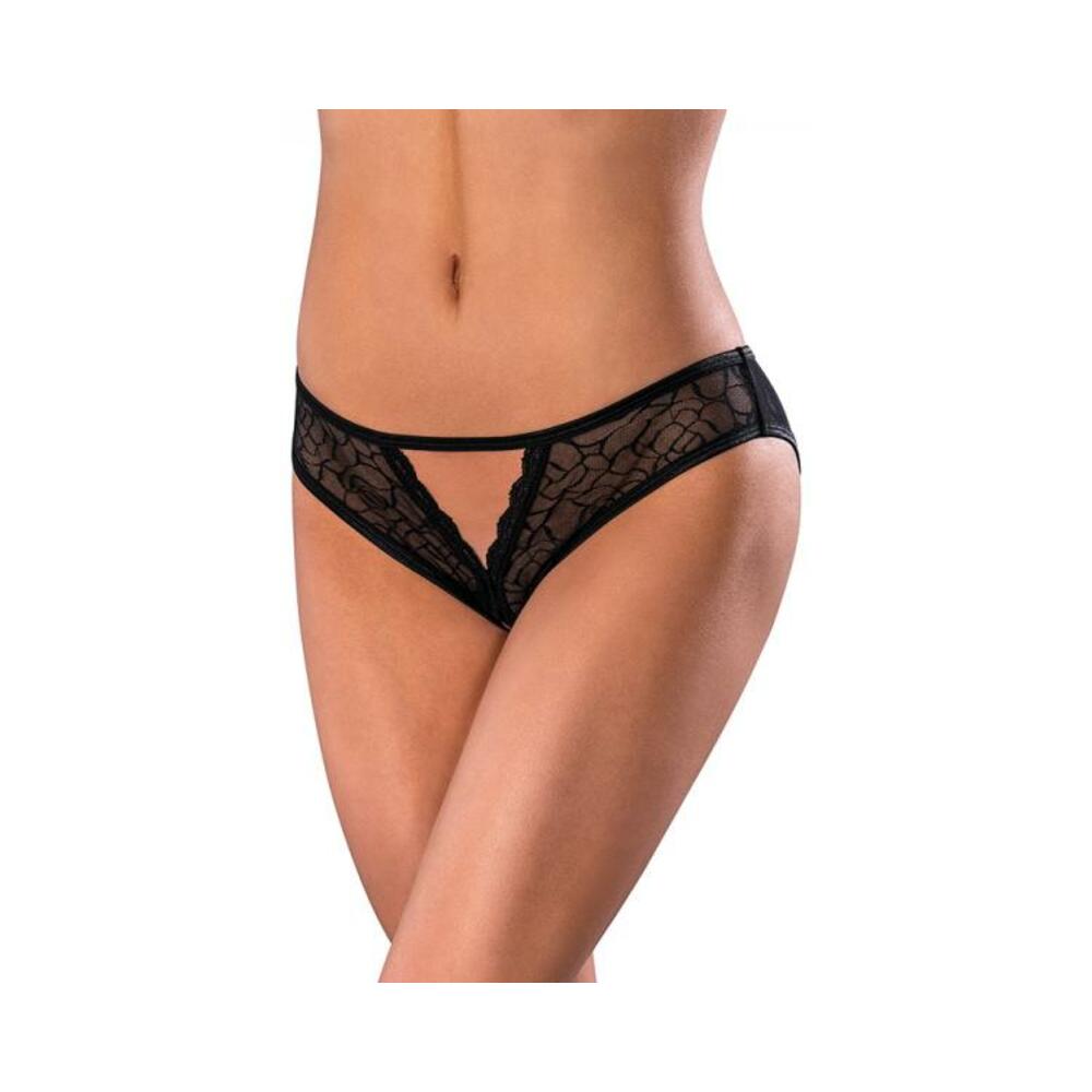 Magic Silk Soft Petals Crotchless Panty Black L/xl