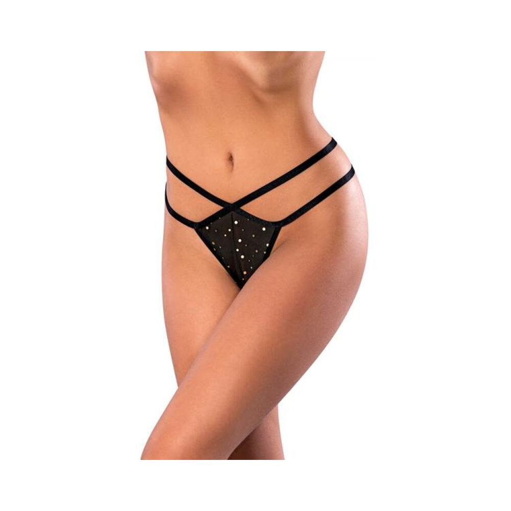 Magic Silk Glitz & Glam Split Crotch Thong Black S/m