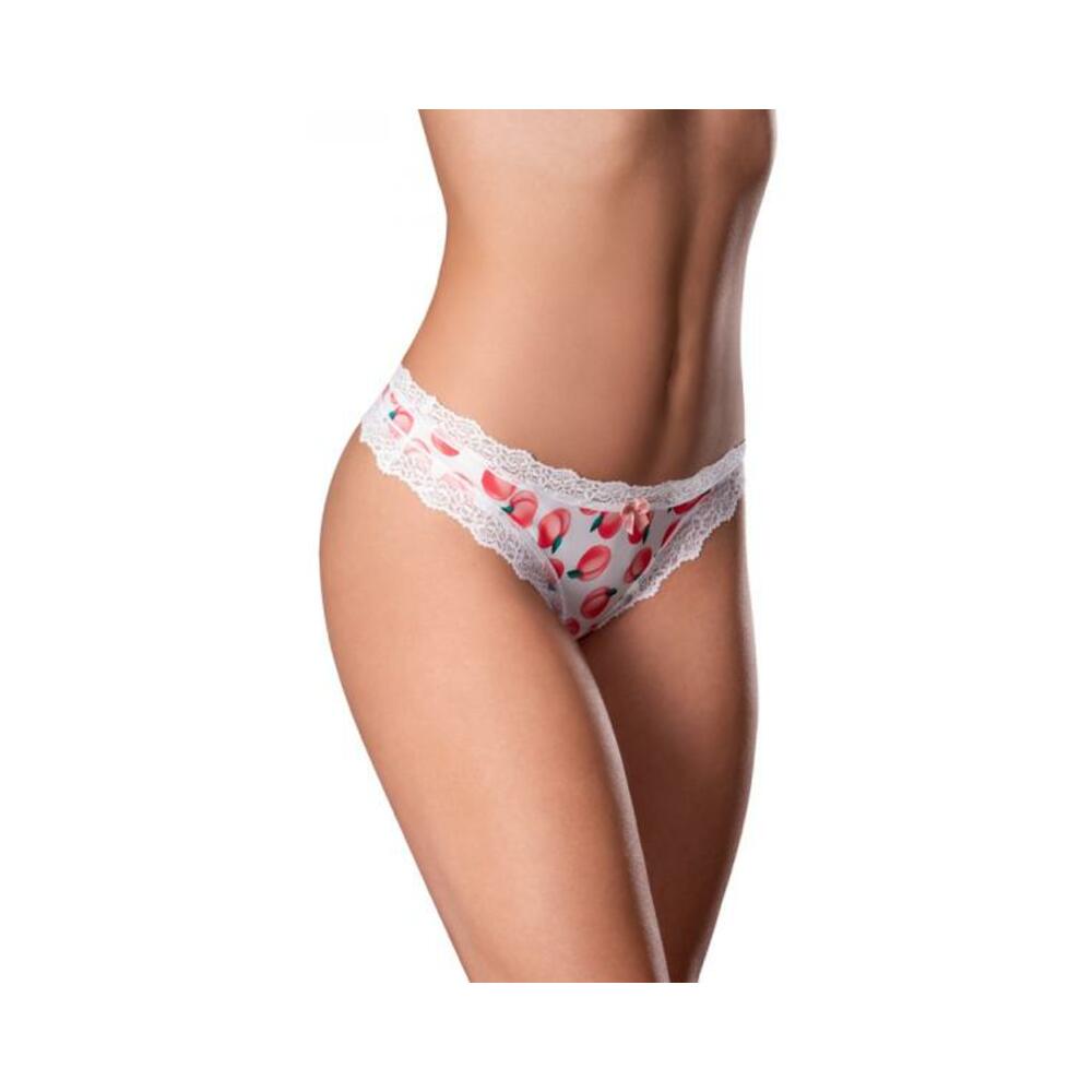 Magic Silk Sweet Treats Crotchless Thong With Lube Peach L/xl