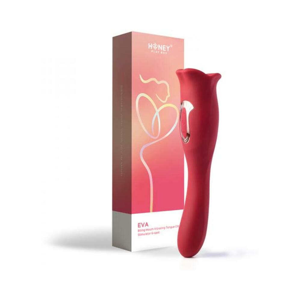 Honey Play Box Eva Sucking Mouth Tongue Clit Stimulator And G-spot Vibrator Red