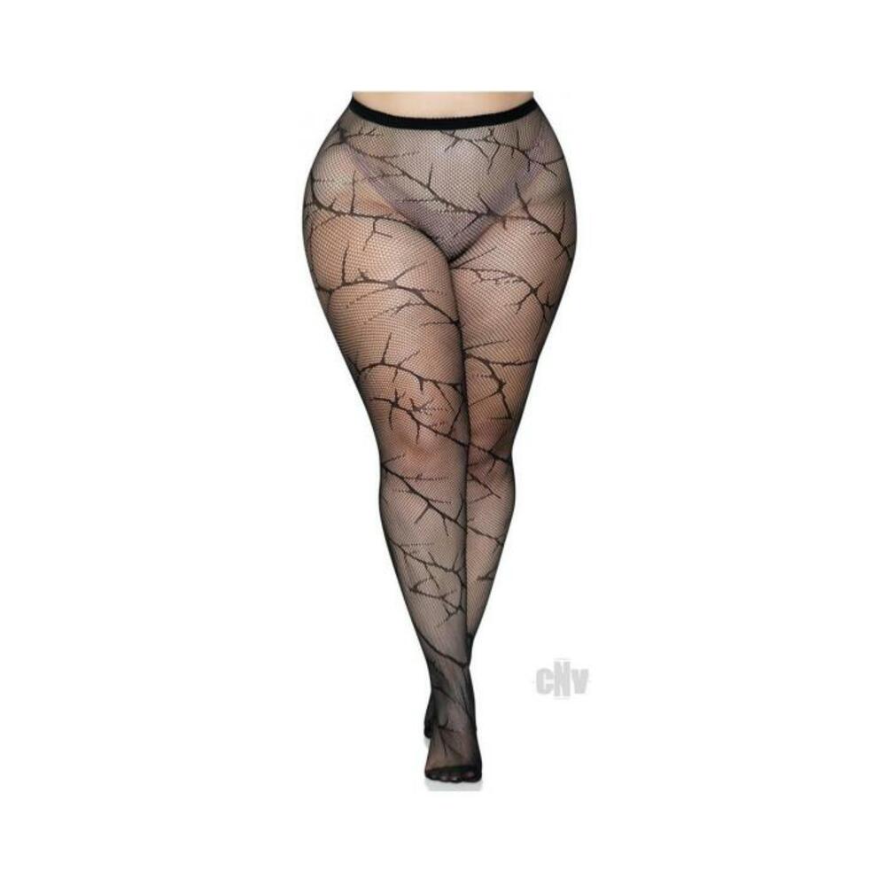 Cracked Fishnet Tights 1x-2x Black