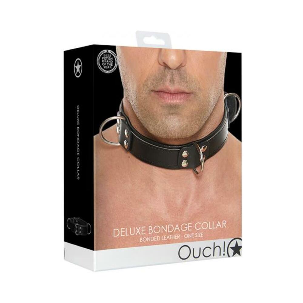 Ouch Deluxe Bondage Collar - One Size - Black