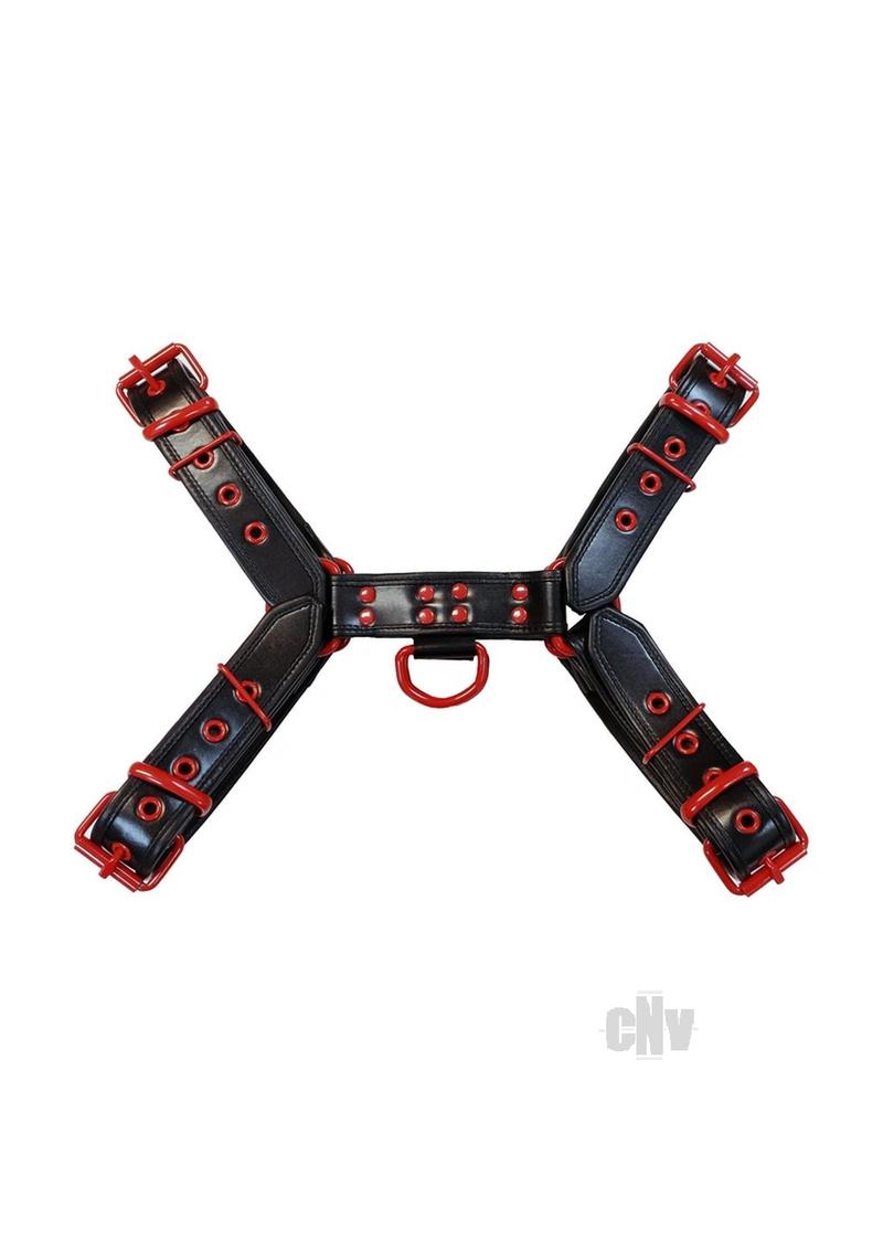 Leather O T Harness Blk/red Md