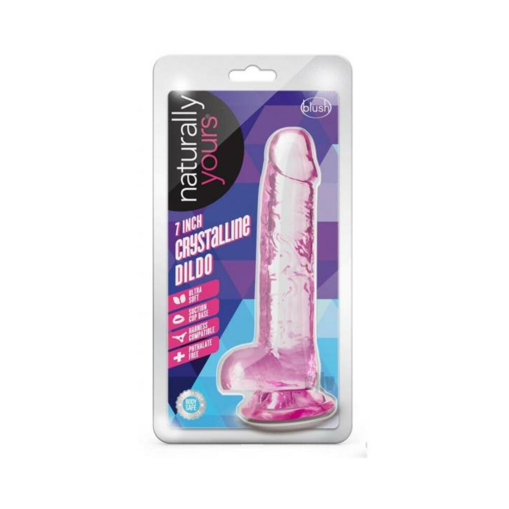 Naturally Yours Crystalline Dildo 7 In. Rose