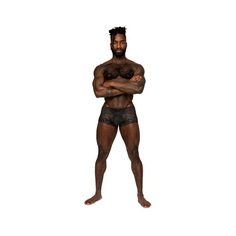 Male Power Sassy Lace Mini Short Sheer Pouch Black L