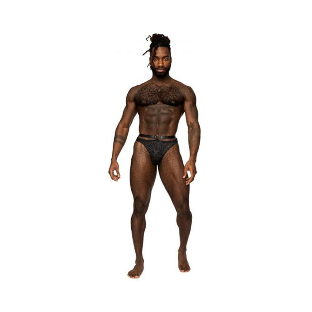 Male Power Rude Awakening Strap Thong Black S/m