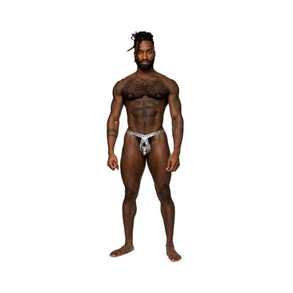 Male Power S'naked Criss Cross Thong Silver/black S/m