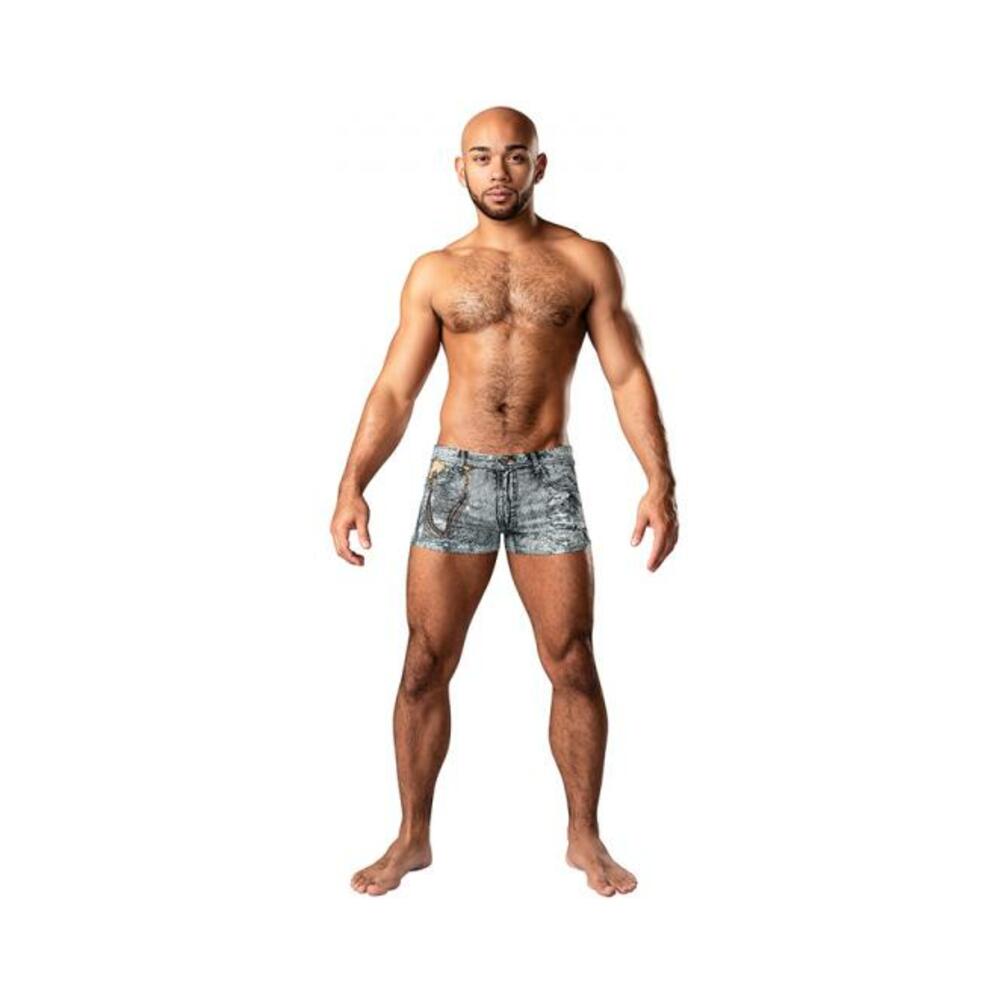 Male Power Dirty Denim Pouch Short Denim Print S