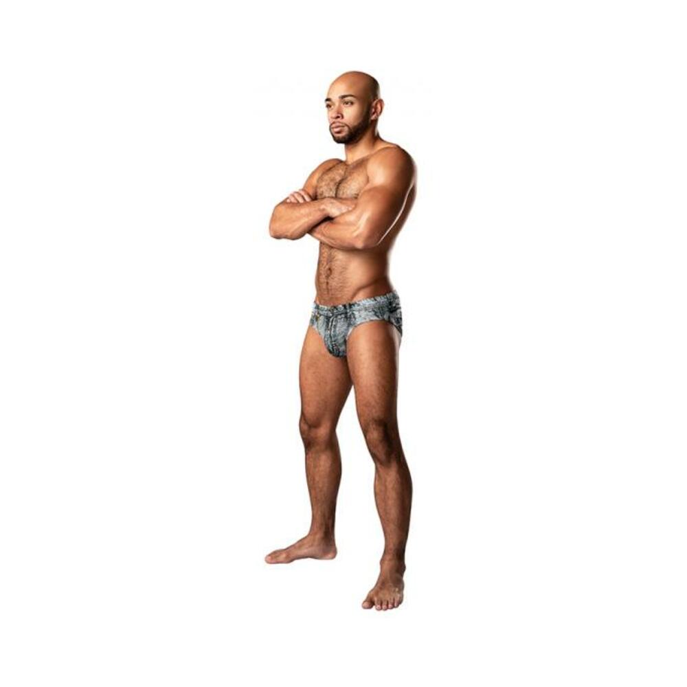 Male Power Dirty Denim Bikini Denim Print S