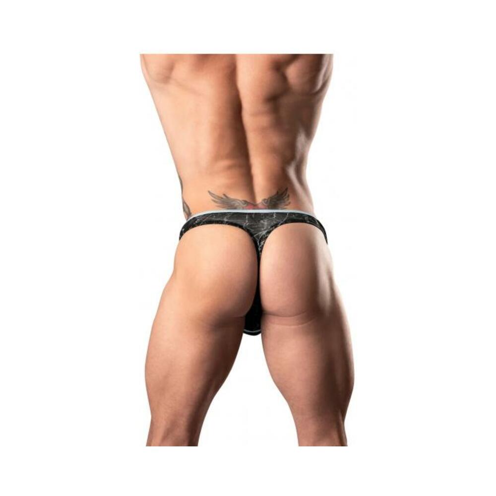 Male Power Marble Mesh Mini Thong Black S/m