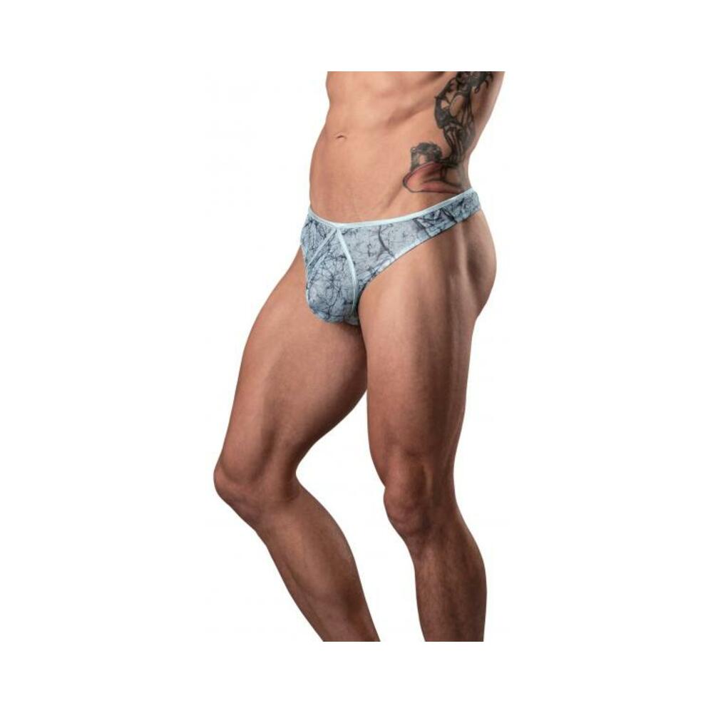 Marble Mesh Mini Thong Light Blue L/xl