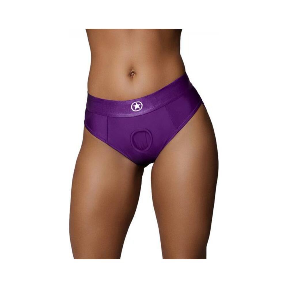 Ouch! Vibrating Strap-on Thong With Removable Butt Straps Purple M/l
