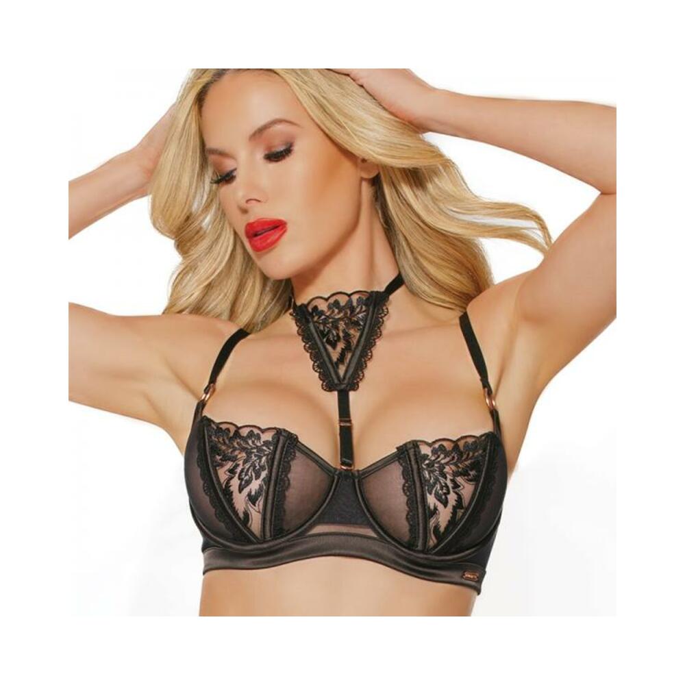 Black Label Underwire Bra With Adjustable Choker Black/rose Gold Medium