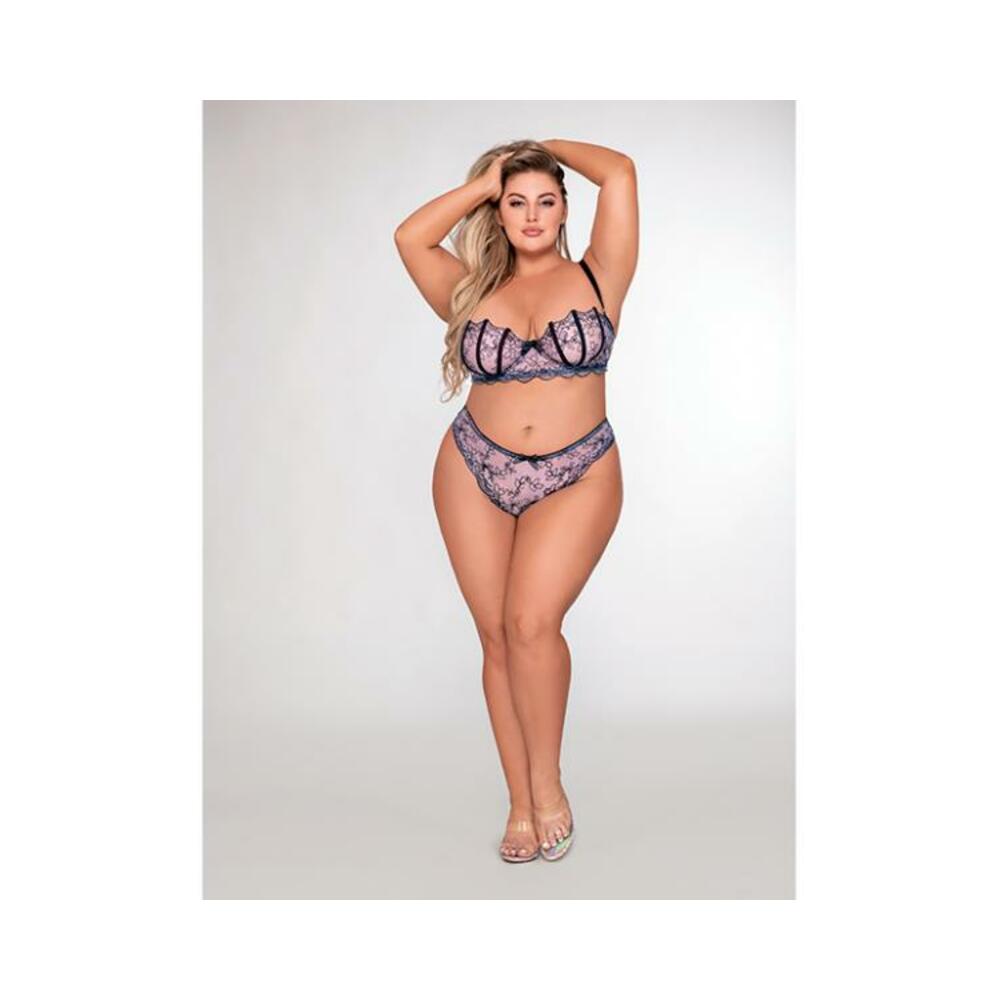 Dreamgirl Shell Bra Set And Matching G-string Set Lavender 1x