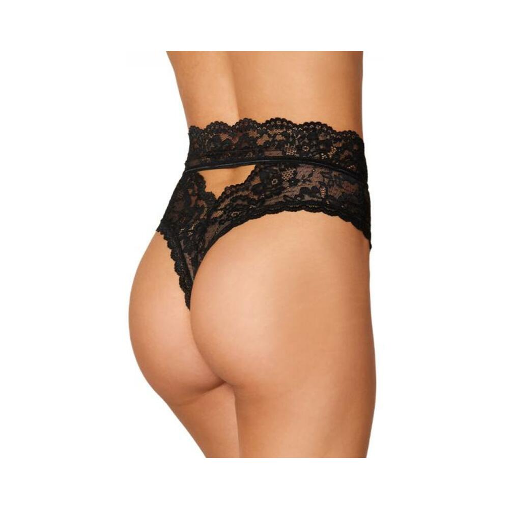 Dreamgirl High-waist Scallop Lace Panty With Keyhole Back Black L