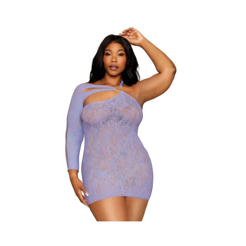 Asymmetrical Chemise W/ Lace Pattern Hydrangea Q/s