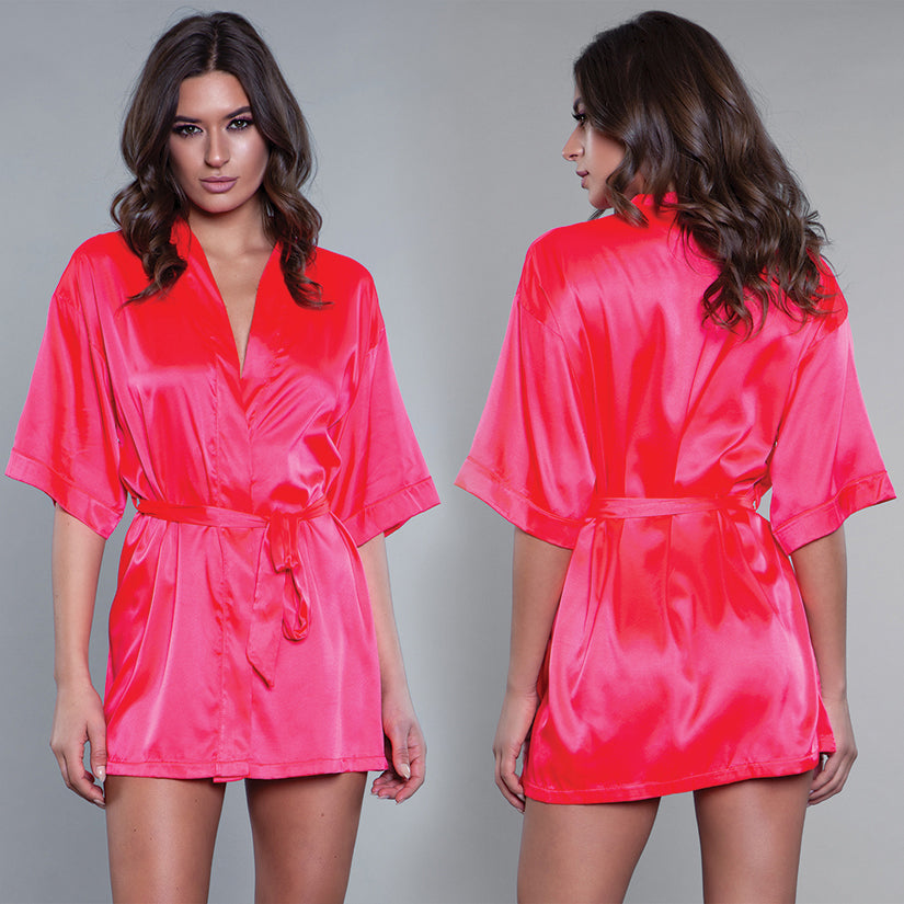 BeWicked Satin Robe-Hot Pink 3X