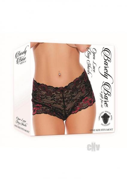 Open Lace Boy Shorts Blk
