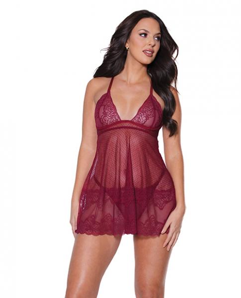 Holiday Soft Underwire Babydoll & Thong Merlot Xl