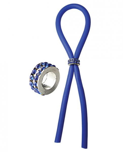 Bolo Lasso Silicone Ring Blue Gems Bead Slider