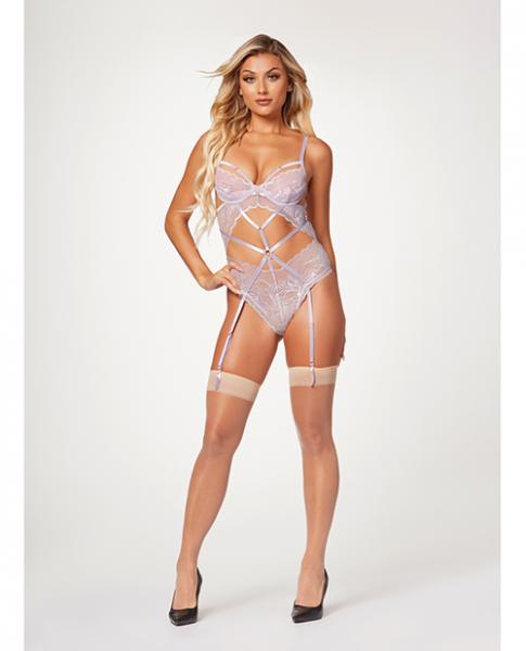 Sheer Mesh & Lace Demi Cup Teddy Lavender Sm